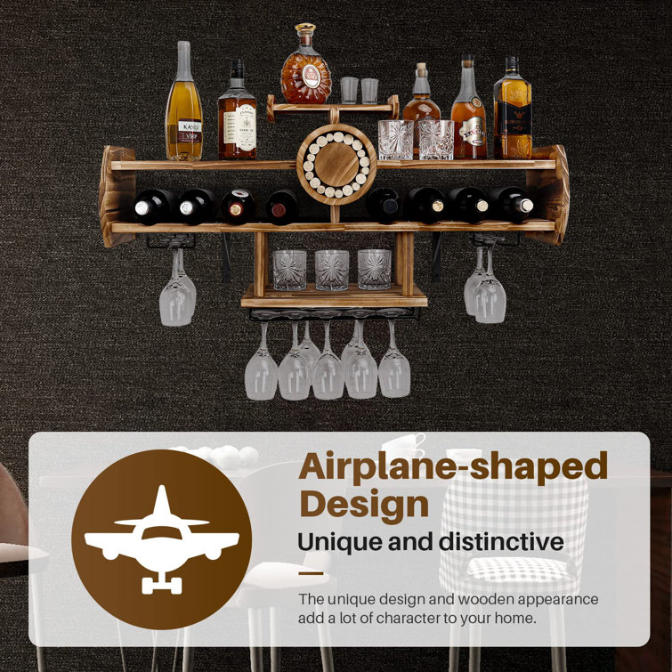 Millwood Pines Dulin 8 Bottle Solid Wood Wall Mounted Wine Bottle